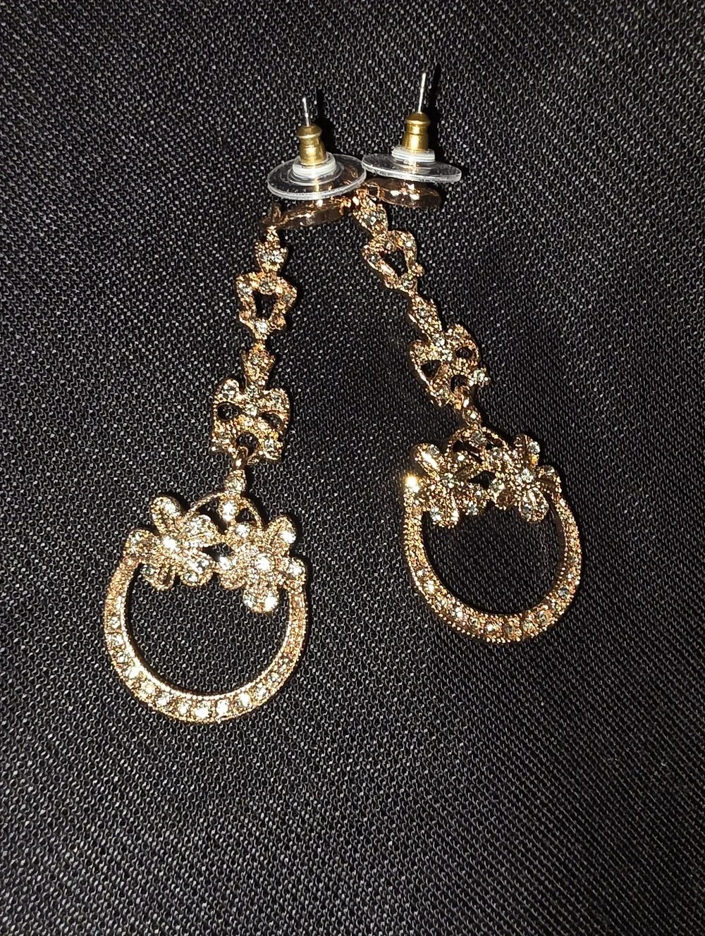 Gold Floral Drop Earrings for Women - Elegant Dangle Earrings, Rose Gold,